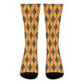 Orange Halloween Argyle Pattern Print Crew Socks