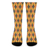 Orange Halloween Argyle Pattern Print Crew Socks