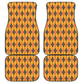 Orange Halloween Argyle Pattern Print Front and Back Car Floor Mats