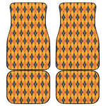 Orange Halloween Argyle Pattern Print Front and Back Car Floor Mats