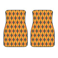 Orange Halloween Argyle Pattern Print Front Car Floor Mats