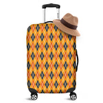 Orange Halloween Argyle Pattern Print Luggage Cover