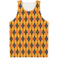 Orange Halloween Argyle Pattern Print Men's Tank Top
