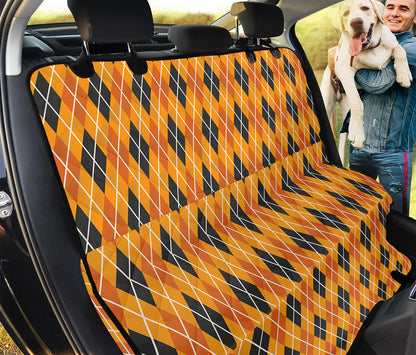 Orange Halloween Argyle Pattern Print Pet Car Back Seat Cover
