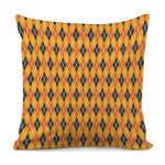 Orange Halloween Argyle Pattern Print Pillow Cover