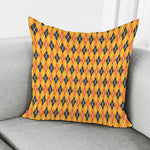 Orange Halloween Argyle Pattern Print Pillow Cover