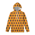 Orange Halloween Argyle Pattern Print Pullover Hoodie