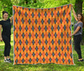 Orange Halloween Argyle Pattern Print Quilt