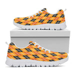 Orange Halloween Argyle Pattern Print White Sneakers