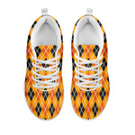 Orange Halloween Argyle Pattern Print White Sneakers