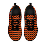 Orange Halloween Chevron Pattern Print Black Sneakers