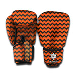 Orange Halloween Chevron Pattern Print Boxing Gloves