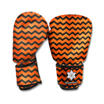 Orange Halloween Chevron Pattern Print Boxing Gloves