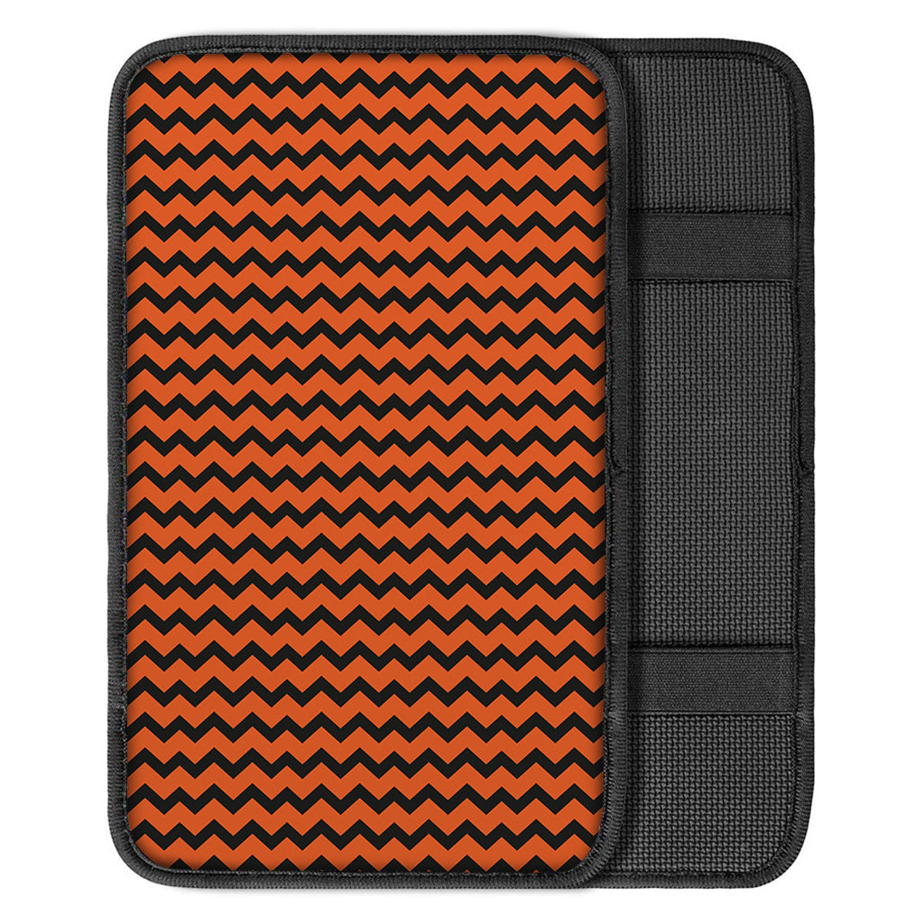 Orange Halloween Chevron Pattern Print Car Center Console Cover