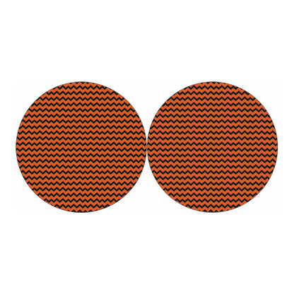Orange Halloween Chevron Pattern Print Car Coasters