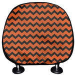 Orange Halloween Chevron Pattern Print Car Headrest Covers