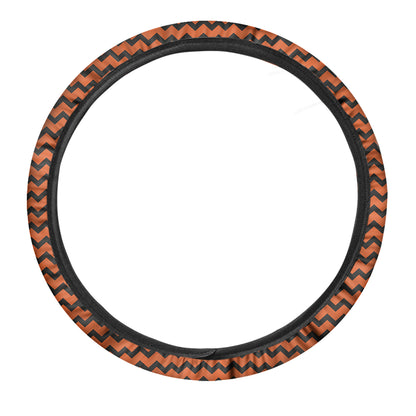 Orange Halloween Chevron Pattern Print Car Steering Wheel Cover
