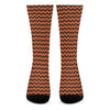 Orange Halloween Chevron Pattern Print Crew Socks