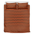 Orange Halloween Chevron Pattern Print Duvet Cover Bedding Set