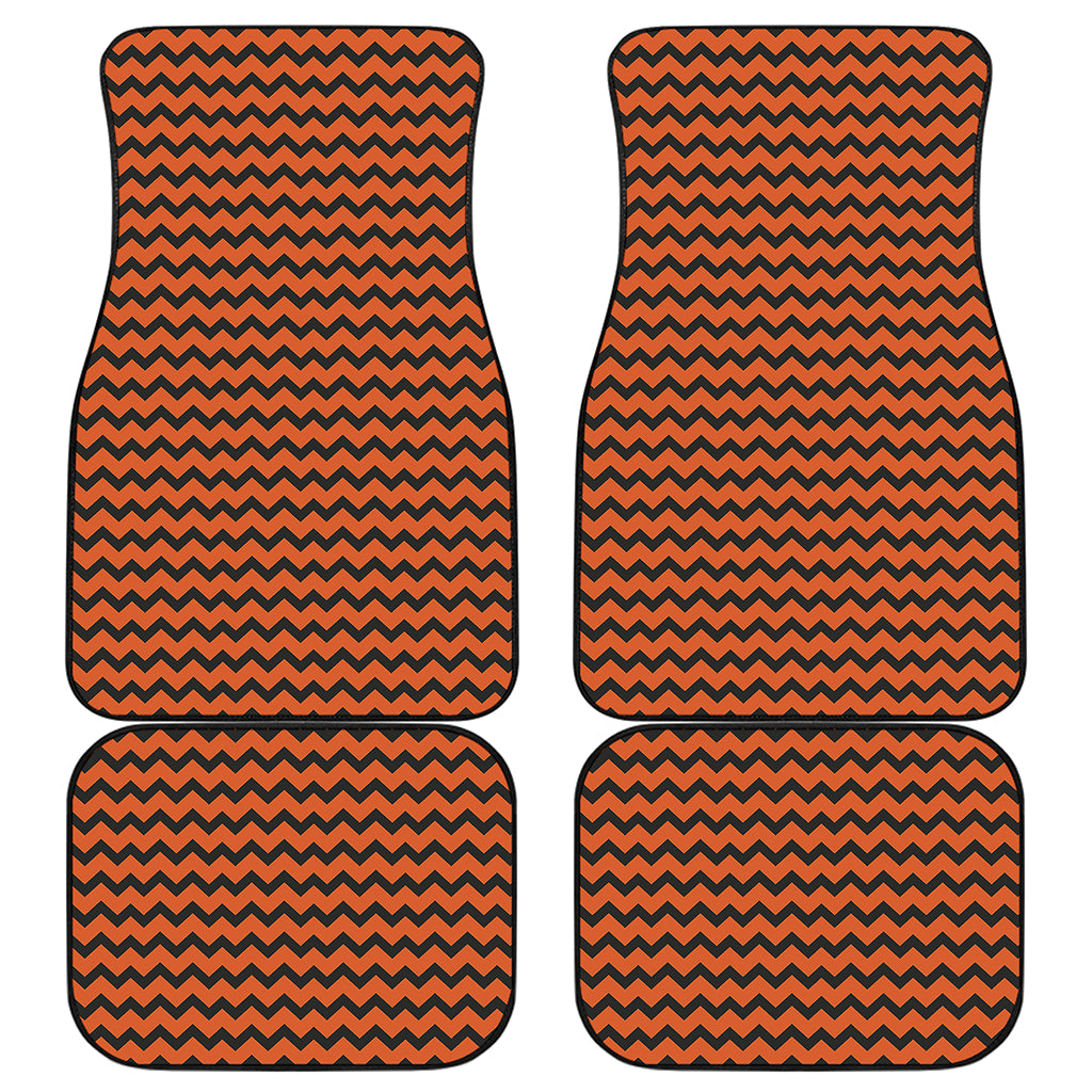 Orange Halloween Chevron Pattern Print Front and Back Car Floor Mats