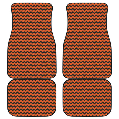 Orange Halloween Chevron Pattern Print Front and Back Car Floor Mats