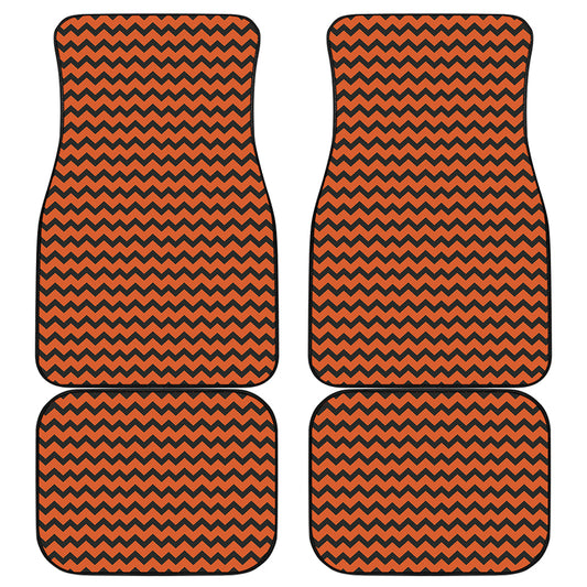 Orange Halloween Chevron Pattern Print Front and Back Car Floor Mats
