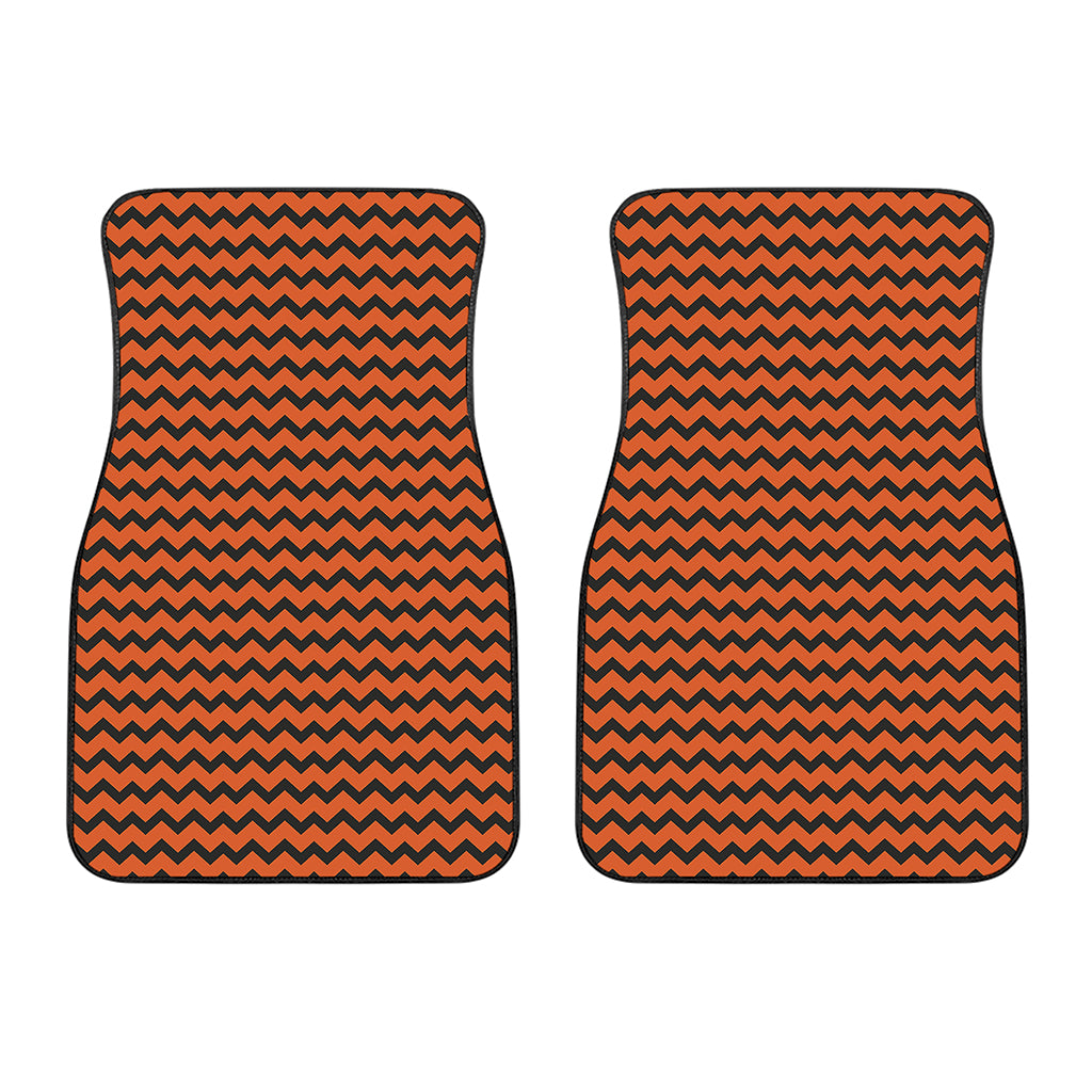 Orange Halloween Chevron Pattern Print Front Car Floor Mats