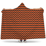 Orange Halloween Chevron Pattern Print Hooded Blanket