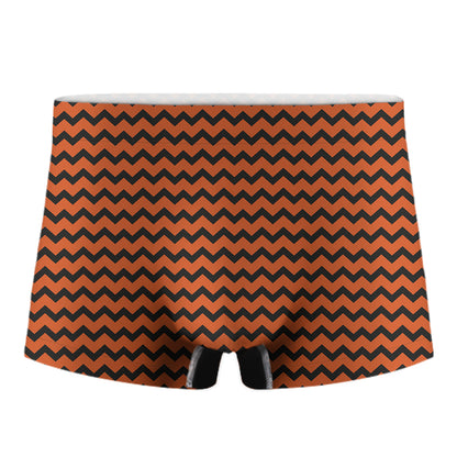 Orange Halloween Chevron Pattern Print Men's Boxer Briefs