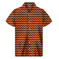 Orange Halloween Chevron Pattern Print Men's Short Sleeve Shirt