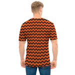 Orange Halloween Chevron Pattern Print Men's T-Shirt