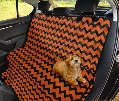 Orange Halloween Chevron Pattern Print Pet Car Back Seat Cover