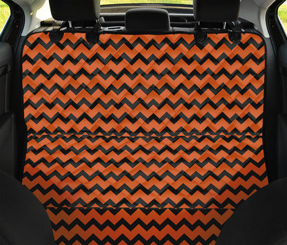 Orange Halloween Chevron Pattern Print Pet Car Back Seat Cover