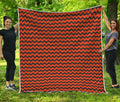 Orange Halloween Chevron Pattern Print Quilt
