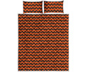 Orange Halloween Chevron Pattern Print Quilt Bed Set