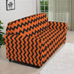 Orange Halloween Chevron Pattern Print Sofa Cover