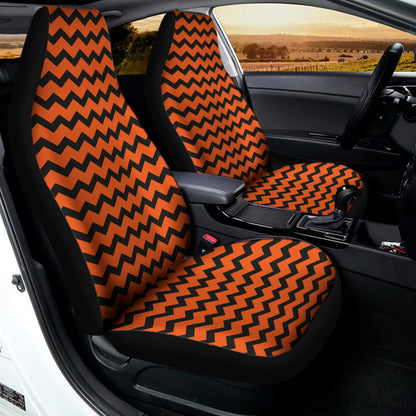 Orange Halloween Chevron Pattern Print Universal Fit Car Seat Covers