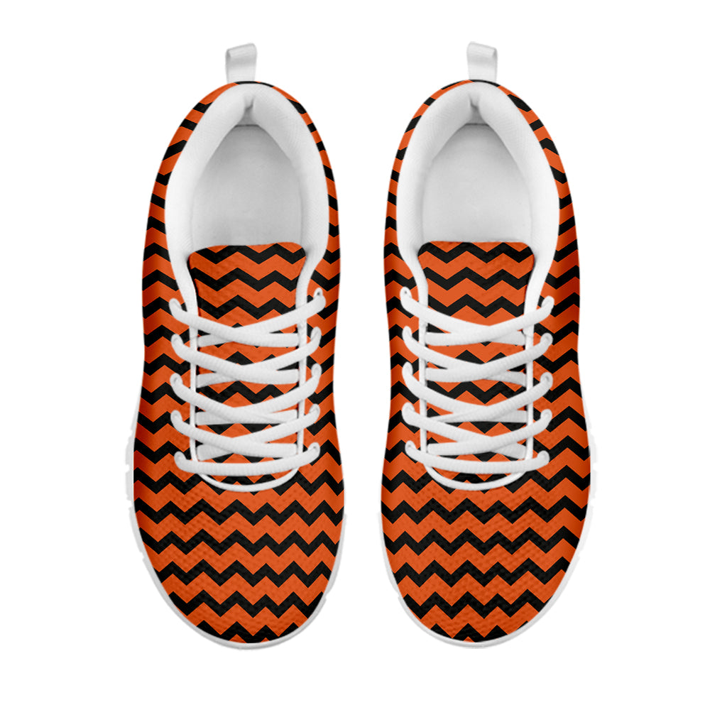 Orange Halloween Chevron Pattern Print White Sneakers