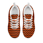 Orange Halloween Chevron Pattern Print White Sneakers
