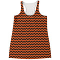Orange Halloween Chevron Pattern Print Women's Racerback Tank Top