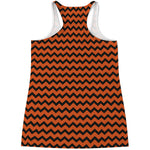 Orange Halloween Chevron Pattern Print Women's Racerback Tank Top