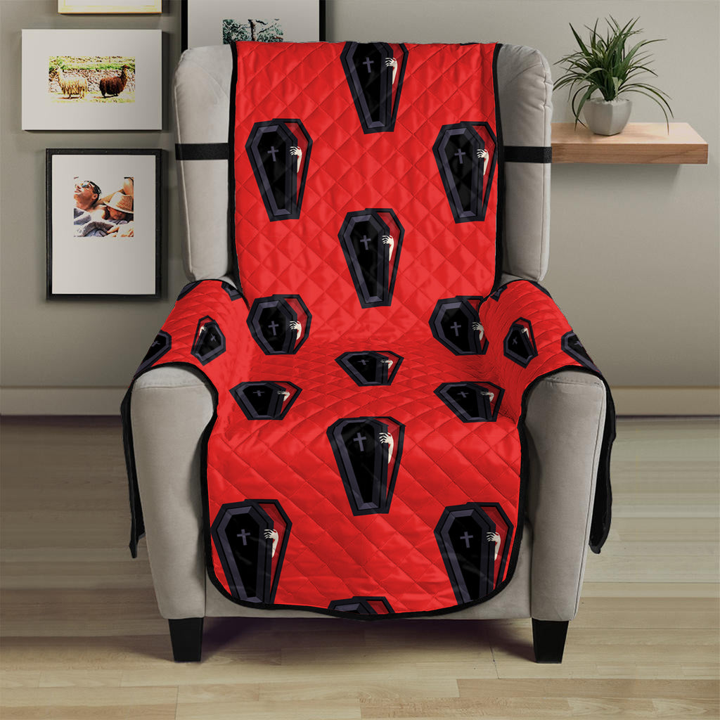 Orange Halloween Coffin Pattern Print Armchair Protector