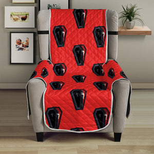 Orange Halloween Coffin Pattern Print Armchair Protector