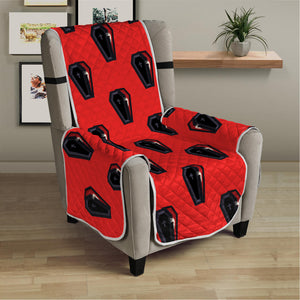 Orange Halloween Coffin Pattern Print Armchair Protector