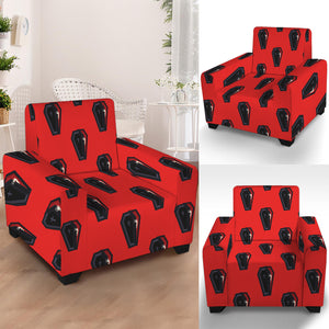 Orange Halloween Coffin Pattern Print Armchair Slipcover