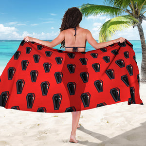 Orange Halloween Coffin Pattern Print Beach Sarong Wrap