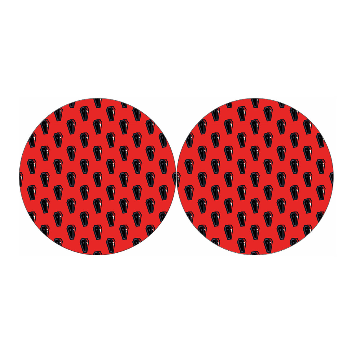 Orange Halloween Coffin Pattern Print Car Coasters