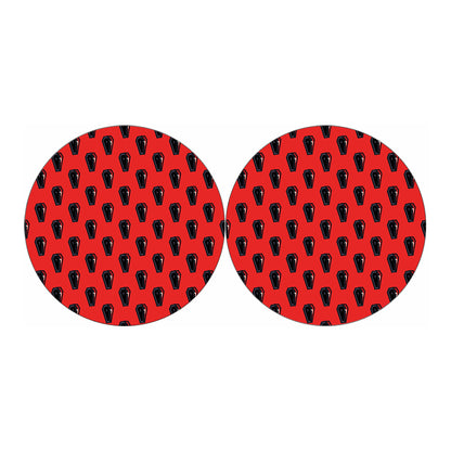 Orange Halloween Coffin Pattern Print Car Coasters