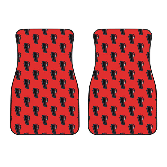 Orange Halloween Coffin Pattern Print Front Car Floor Mats