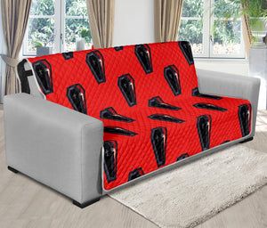 Orange Halloween Coffin Pattern Print Futon Protector